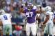 Minnesota Vikings defensive end Jared Allen (69) and defensive tackle Sharrif Floyd (95) celebrate in the first half of an NFL football game against the Dallas Cowboys Sunday, Nov. 3, 2013, in Arlington, Texas. (AP Photo/Nam Y. Huh)