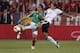 United States' Jermaine Jones, right, and Mexico's Fernando Arce scramble for a loose ball during the second half of a World Cup qualifying soccer match Tuesday, Sept. 10, 2013, in Columbus, Ohio. The United States defeated Mexico 2-0. (AP Photo/Jay LaPrete)