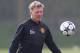 MANCHESTER, ENGLAND - MARCH 31: David Moyes the manager of Manchester United controls the ball during a training session at the Aon Training Complex on March 31, 2014 in Manchester, England. (Photo by Alex Livesey/Getty Images)