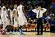 MEMPHIS, TN - MARCH 29: The Florida Gators huddle during a timeout against the Dayton Flyers during the south regional final of the 2014 NCAA Men's Basketball Tournament at the FedExForum on March 29, 2014 in Memphis, Tennessee. (Photo by Kevin C. Cox/Getty Images)