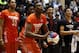 McDonald's East All-American Myles Turner, of Bedford, Texas, competes in the three-point shootout during the McDonald's All-American Jam Fest at the University of Chicago in Chicago, on Monday, March 31, 2014. (AP Photo/Andrew A. Nelles)