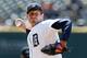 Detroit Tigers pitcher Max Scherzer throws against the Kansas City Royals in the first inning of a baseball game in Detroit Wednesday, April 2, 2014. (AP Photo/Paul Sancya)
