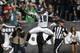 Philadelphia Eagles wide receiver DeSean Jackson (10) celebrates as he scores on a 46-yard touchdown pass from quarterback Nick Foles during the third quarter of an NFL football game against the Oakland Raiders in Oakland, Calif., Sunday, Nov. 3, 2013. (AP Photo/Marcio Jose Sanchez)