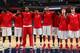 MEMPHIS, TN - MARCH 13: The SMU Mustangs stand at attention during the National Anthem against the Houston Cougars during the quarterfinal round of the American Athletic Conference Tournament at FedExForum on March 13, 2014 in Memphis, Tennessee. (Photo by Joe Murphy/Getty Images)