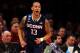 NEW YORK, NY - MARCH 28: Shabazz Napier #13 of the Connecticut Huskies reacts after hitting a three pointer in the first half against the Iowa State Cyclones during the regional semifinal of the 2014 NCAA Men's Basketball Tournament at Madison Square Garden on March 28, 2014 in New York City. (Photo by Elsa/Getty Images)
