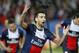 Paris Saint-Germain's Javier Pastore runs as he celebrates scoring his sides third goal of the gameduring a Champions League quarterfinal first leg soccer match between Paris Saint-Germain and Chelsea at Parc des Princes stadium in Paris, Wednesday, April 2, 2014. Paris Saint Germain won 3-1. (AP Photo/Michel Euler)