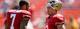 SAN FRANCISCO, CA - SEPTEMBER 08: Quarterbacks Colin Kaepernick #7 and Colt McCoy #2 of the San Francisco 49ers shake hands during pre-game warm ups prior to the start of their NFL football game against the Green Bay Pakers at Candlestick Park on September 8, 2013 in San Francisco, California. (Photo by Thearon W. Henderson/Getty Images)