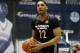 McDonald's West All-American Jahlil Okafor, of Chicago, competes in the skills contest during the McDonald's All-American Jam Fest at the University of Chicago in Chicago, on Monday, March 31, 2014. (AP Photo/Andrew A. Nelles)