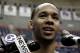Connecticut's Shabazz Napier responds to a questions following a basketball team workout at the University of Connecticut, Tuesday, April 1, 2014, in Storrs, Conn. UConn men will be playing in the programs Fifth Final Four on Saturday in Dallas. (AP Photo/Steven Senne)