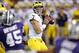 Michigan quarterback Shane Morris (7) looks to pass against Kansas State during the first half of the Buffalo Wild Wings Bowl NCAA college football game, Saturday, Dec. 28, 2013, in Tempe, Ariz. (AP Photo/Matt York)