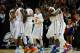 MEMPHIS, TN - MARCH 29: The Florida Gators celebrate on the court after defeating the Dayton Flyers 62-52 in the south regional final of the 2014 NCAA Men's Basketball Tournament at the FedExForum on March 29, 2014 in Memphis, Tennessee. (Photo by Kevin C. Cox/Getty Images)