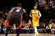 INDIANAPOLIS, IN - MARCH 26: Paul George #24 of the Indiana Pacers brings the ball up court against LeBron James #6 of the Miami Heat during a game on March 26, 2014 at Bankers Life Fieldhouse in Indianapolis, IN. NOTE TO USER: User expressly acknowledges and agrees that, by downloading and or using this photograph, User is consenting to the terms and conditions of the Getty Images License Agreement. Mandatory Copyright Notice: Copyright 2014 NBAE (Photo by Nathaniel S. Butler/NBAE via Getty Images)