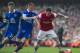 Arsenal's Mesut Özil, fights for the ball with Everton's John Stones and James McCarthy, during their FA Cup quarterfinal soccer match, at Emirates Stadium, in London, Saturday, March 8, 2014. (AP Photo/Bogdan Maran)
