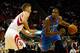 HOUSTON, TX - APRIL 04: Kevin Durant #35 of the Oklahoma City Thunder drives to the basket against Chandler Parsons #25 of the Houston Rockets during a game at the Toyota Center on April 4, 2014 in Houston, Texas. NOTE TO USER: User expressly acknowledges and agrees that, by downloading and or using this photograph, User is consenting to the terms and conditions of the Getty Images License Agreement. (Photo by Scott Halleran/Getty Images)