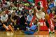 HOUSTON, TX - APRIL 04: Kevin Durant #35 of the Oklahoma City Thunder falls to the court after fighting for a ball against James Harden #13 of the Houston Rockets in the second period during a game at the Toyota Center on April 4, 2014 in Houston, Texas. NOTE TO USER: User expressly acknowledges and agrees that, by downloading and or using this photograph, User is consenting to the terms and conditions of the Getty Images License Agreement. (Photo by Scott Halleran/Getty Images)
