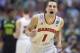 Wisconsin guard Ben Brust (1) reacts against Baylor during a regional semifinal NCAA college basketball tournament game, Thursday, March 27, 2014, in Anaheim, Calif. (AP Photo/Mark J. Terrill)
