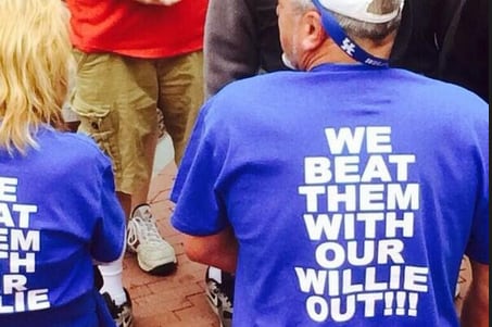 UK Fans Wearing “We Beat Them with Our Willie Out” T-Shirts