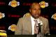 EL SEGUNDO, CA - JULY 20: Los Angeles Lakers Derek Fisher #2 answers questions after announcing his return to the Lakers in a press conference on July 20, 2007 at Toyota Training Center in El Segundo, California. NOTE TO USER: User expressly acknowledges and agrees that, by downloading and/or using this Photograph, user is consenting to the terms and conditions of the Getty Images License Agreement. Mandatory Copyright Notice: Copyright 2007 NBAE (Photo by Wendi Kaminski/NBAE via Getty Images)