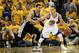 OAKLAND, CA - MAY 16: Stephen Curry #30 of the Golden State Warriors controls the ball against Danny Green #4 of the San Antonio Spurs in Game Six of the Western Conference Semifinals during the 2013 NBA Playoffs on May 16, 2013 at the Oracle Arena in Oakland, California. NOTE TO USER: User expressly acknowledges and agrees that, by downloading and or using this photograph, User is consenting to the terms and conditions of the Getty Images License Agreement. Mandatory Copyright Notice: Copyright 2013 NBAE (Photo by StephenDunn/Getty Images) (Photo by Stephen Dunn/Getty Images)