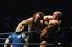 SYDNEY, AUSTRALIA - JUNE 15: The Undertaker (L) pushes Bam Neely into the corner during WWE Smackdown at Acer Arena on June 15, 2008 in Sydney, Australia. (Photo by Gaye Gerard/Getty Images)