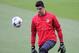 Atletico Madrid's goalkeeper Thibaut Courtois attends a training session at the Camp Nou stadium in Barcelona, Spain, Monday, March 31, 2014. FC Barcelona will face Atletico Madrid in a first leg quarter-final Champions League soccer match April 1. (AP Photo/Manu Fernandez)