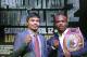 Boxer Manny Pacquiao, of the Phillipines, left, poses for a photo with current WBO World Welterweight champion Timothy Bradley of Indio, Ca., during a press conference Thursday, Feb. 6, 2014, in New York. The pair will face off in a rematch of their previous title fight in Las Vegas, April 12, 2014. Bradley won their first encounter. (AP Photo/Kathy Willens)
