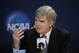 NCAA President Mark Emmert answers a question at a news conference Sunday, April 6, 2014, in Arlington, Texas. (AP Photo/David J. Phillip)