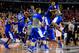 ARLINGTON, TX - APRIL 05: James Young #1 of the Kentucky Wildcats reacts after defeating the Wisconsin Badgers 74-73 in the NCAA Men's Final Four Semifinal at AT&T Stadium on April 5, 2014 in Arlington, Texas. (Photo by Jamie Squire/Getty Images)