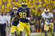 Michigan quarterback Devin Gardner (98) rushes on a break away run in the second quarter of an NCAA college football game with Notre Dame, in Ann Arbor, Mich., Saturday, Sept. 7, 2013. (AP Photo/Tony Ding)