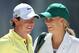 AUGUSTA, GA - APRIL 10: Rory McIlroy of Northern Ireland stands with his caddie Caroline Wozniacki during the Par 3 Contest prior to the start of the 2013 Masters Tournament at Augusta National Golf Club on April 10, 2013 in Augusta, Georgia. (Photo by Andrew Redington/Getty Images)