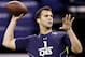 Central Florida quarterback Blake Bortles runs a drill at the NFL football scouting combine in Indianapolis, Sunday, Feb. 23, 2014. (AP Photo/Nam Y. Huh)