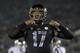 UCLA quarterback Brett Hundley, celebrates a touchdown in the first half of their NCAA college football game against Washington, Friday, Nov. 15, 2013, in Pasadena, Calif. (AP Photo/Alex Gallardo)