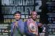 Boxer Manny Pacquiao, of the Phillipines, left, poses for a photo with Timothy Bradley of Indio, Ca., the current WBO World Welterweight champion, during a press conference,Thursday, Feb. 6, 2014, in New York. The pair will face off in a rematch April 12, 2014, in Las Vegas. Bradley won their first encounter. (AP Photo/Kathy Willens)