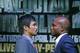 Boxer Manny Pacquiao, of the Phillipines, left, stares down upcoming opponent Timothy Bradley of Indio, Ca., current WBO World Welterweight champion, during a press conference,Thursday, Feb. 6, 2014, in New York. The pair will face off in a rematch, a WBO World Welterweight title fight April 12, 2014, in Las Vegas. Bradely won their first encounter. (AP Photo/Kathy Willens)