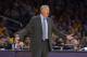 Los Angeles Lakers head coach Mike D'Antoni gestures during the second half of an NBA basketball game against the Washington Wizards, Friday, March 21, 2014, in Los Angeles. The Wizards won 117-107. (AP Photo/Mark J. Terrill)