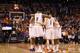 PHOENIX, AZ - APRIL 06: The Phoenix Suns huddle up during the NBA game against the Oklahoma City Thunder at US Airways Center on April 6, 2014 in Phoenix, Arizona. The Suns defeated the Thunder 122-115. NOTE TO USER: User expressly acknowledges and agrees that, by downloading and or using this photograph, User is consenting to the terms and conditions of the Getty Images License Agreement. (Photo by Christian Petersen/Getty Images)