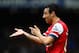 LIVERPOOL, ENGLAND - APRIL 06: Santi Cazorla of Arsenal reacts during the Barclays Premier League match between Everton and Arsenal at Goodison Park on April 6, 2014 in Liverpool, England. (Photo by Laurence Griffiths/Getty Images)