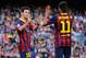 BARCELONA, SPAIN - APRIL 05: Neymar of FC Barcelona celebrates with his team-mate Lionel Messi (L) of FC Barcelona during the La Liga match between FC Barcelona and Real Betis Balompie at Camp Nou on April 5, 2014 in Barcelona, Spain. (Photo by David Ramos/Getty Images)