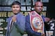 Boxer Manny Pacquiao, of the Phillipines, left, poses for a photo with Timothy Bradley of Indio, Ca., the current WBO World Welterweight champion, during a press conference,Thursday, Feb. 6, 2014, in New York. The pair will face off in a rematch April 12, 2014, in Las Vegas. Bradley won their first encounter. (AP Photo/Kathy Willens)