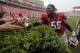 Georgia defensive end Garrison Smith (56) celebrates with fans after an NCAA college football game against North Texas, Saturday, Sept. 21, 2013, in Athens, Ga. Georgia won 45-21. (AP Photo/John Bazemore)