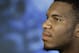 North Carolina tight end Eric Ebron takes questions from reporters during the team's NCAA college football media day activities in Chapel Hill, N.C., Saturday, Aug. 3, 2013. (AP Photo/Gerry Broome)