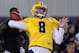 LSU quarterback Zach Mettenberger throws the ball during NFL football pro day, Wednesday, April 9, 2014, in Baton Rouge, La. (AP Photo/Jonathan Bachman)