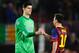 BARCELONA, SPAIN - APRIL 01: Thibaut Courtois of Club Atletico de Madrid shakes hands with Lionel Messi of Barcelona after the UEFA Champions League Quarter Final first leg match between FC Barcelona and Club Atletico de Madrid at Camp Nou on April 1, 2014 in Barcelona, Spain. (Photo by David Ramos/Getty Images)
