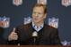 NFL Commissioner Roger Goodell answers questions during a news conference at the NFL football annual meeting in Orlando, Fla., Wednesday, March 26, 2014. (AP Photo/John Raoux)