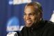 Harvard coach Tommy Amaker smiles while speaking at a news conference at the NCAA men's college basketball tournament in Spokane, Wash., Friday, March 21, 2014. Harvard plays Michigan State on Saturday in the third round. (AP Photo/Elaine Thompson)