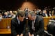 PRETORIA, SOUTH AFRICA - AUGUST 19: South African athlete Oscar Pistorius (L) speaks with his lawyer Kenny Oldwage in Pretoria Magistrates Court prior to an indictment hearing on August 19, 2013 in Pretoria, South Africa. Pistorius, 26 is accused of murdering his girlfriend Reeva Steenkamp which Pistorius denies claiming he mistook Steenkamp for an intruder. The indictment was served and the trial date of March 3, 2014 has now been set. (Photo by Jemal Countess/Getty Images)