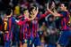 BARCELONA, SPAIN - NOVEMBER 23: Alexis Sanchez (2ndL) of FC Barcelona celebrates with his teammates after scoring his team's third goal from during the La Liga match between FC Barcelona and Granda CF at Camp Nou on November 23, 2013 in Barcelona, Spain. (Photo by David Ramos/Getty Images)