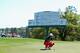 Thorbjorn Olesen, of Denmark, skips a ball across the water on the 16th hole during a practice round for the Masters golf tournament Wednesday, April 9, 2014, in Augusta, Ga. (AP Photo/Chris Carlson)