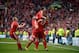 GLASGOW, SCOTLAND - MARCH 16: Aberdeen players celebrate after beating Caledonian Thistle on penalties during the Scottish Communities League Cup Final at Celtic Park Stadium between Aberdeen and Caledonian Thistle on March 16, 2014 in Glasgow, Scotland. (Photo by Jeff J Mitchell/Getty Images)