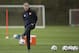 Manchester United's manager David Moyes controls the ball as his team trains at Carrington training ground in Manchester, Tuesday, April 8, 2014. Manchester United will play at Bayern Munich in Germany in a Champions League quarter final second leg soccer match on Wednesday. (AP Photo/Jon Super)